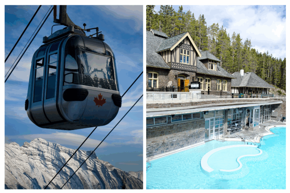 Banff gondala and banff hot springs. 
