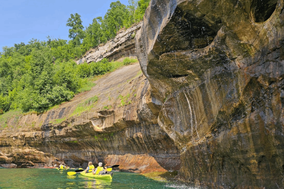 kayaking the pictured rocks lakeshore in munising.