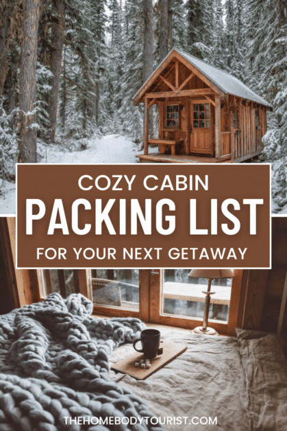 cabin packing list pin for pinterest.