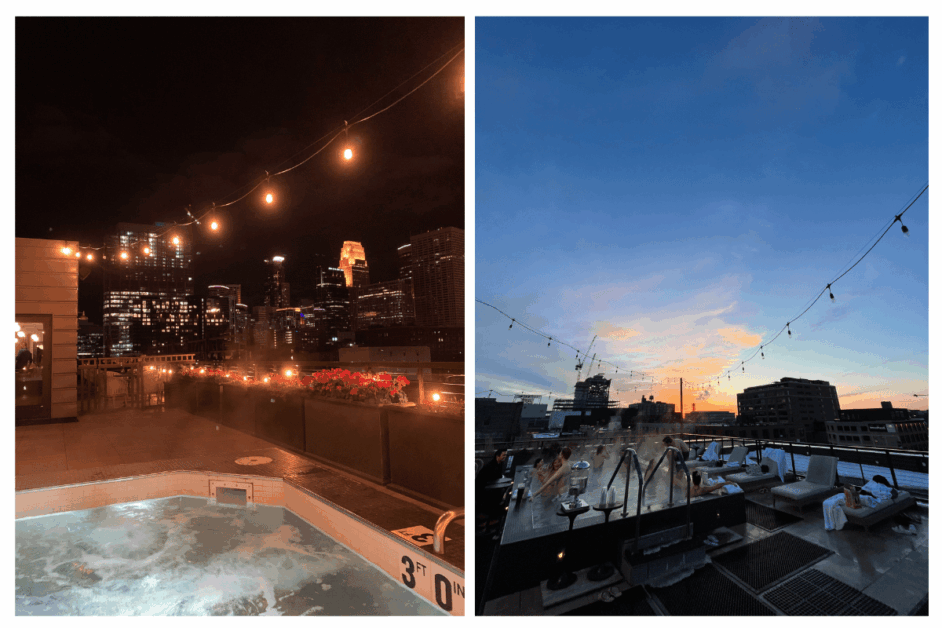 Where to stay in Minneapolis: Hot tub at Hewing Hotel.
