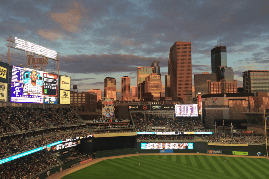 twins game during a weekend in minneapolis.