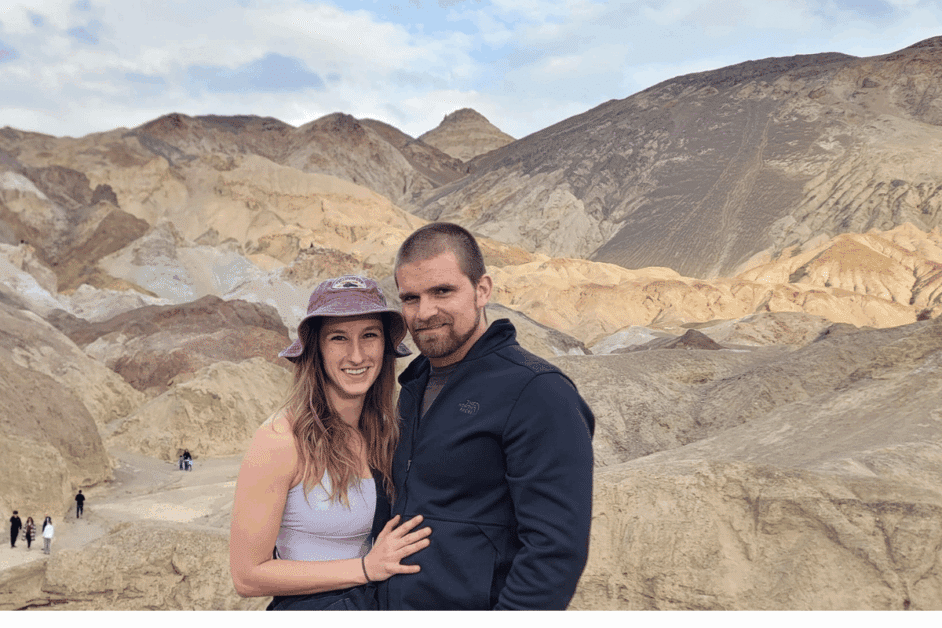 two people at death valley national park. 