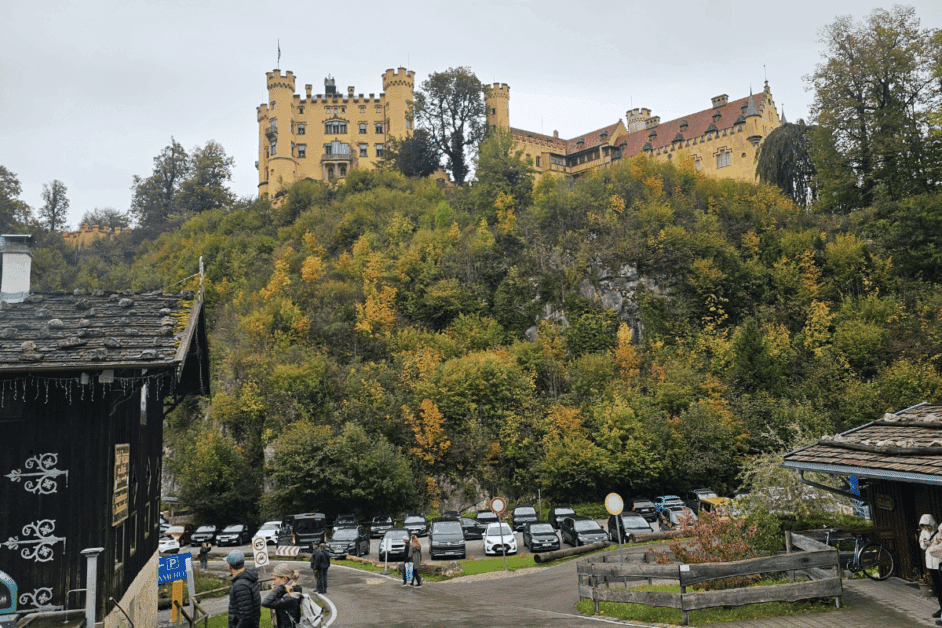 view of Hahenschwangau castle from parking lot