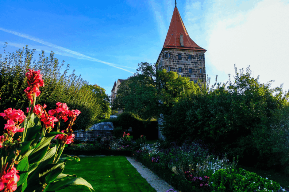 gardens at the imperial castle of nuremberg. 