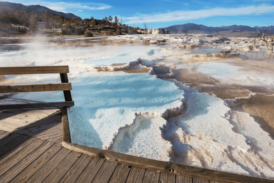 mammoth springs in north yellowstone. 