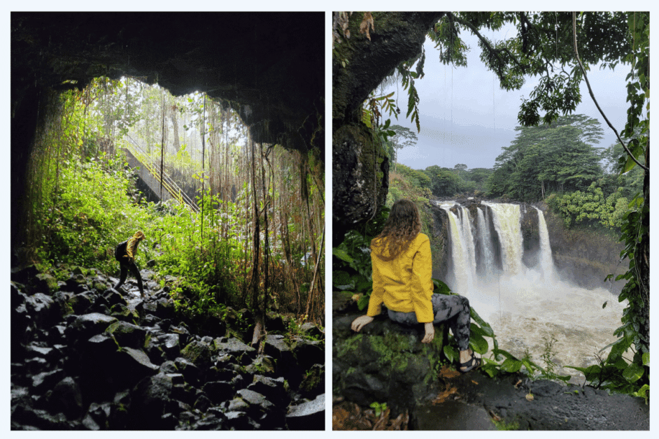 waterfall and lava tubes in Hilo