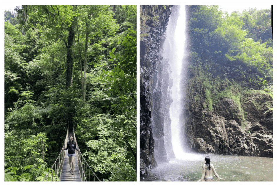 waterfalls and swinging bridges at El Tigre Waterfalls.