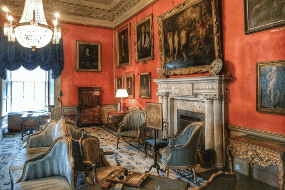 Malahide castle in ireland interior room. 