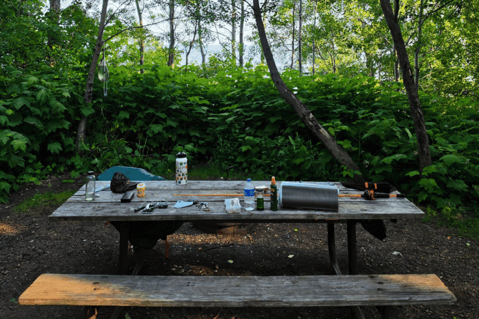 site K at Lake superior cart-in campsite in tettegouche state park.